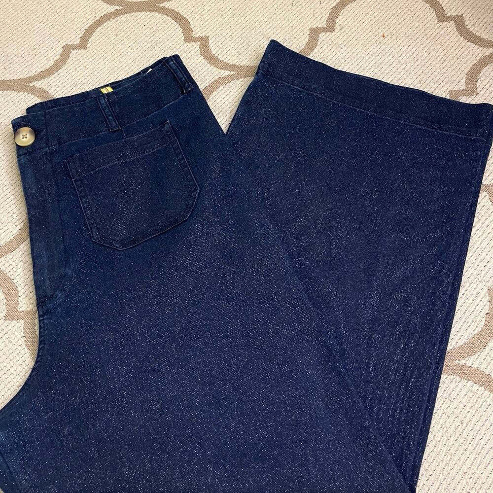 Maeve The Colette High-Rise Cropped Wide-Leg Jeans: Sparkle Edition, size 32 - Picture 3 of 16